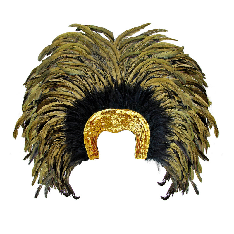 Brazílska čelenka s pierkami Rio, zlatá